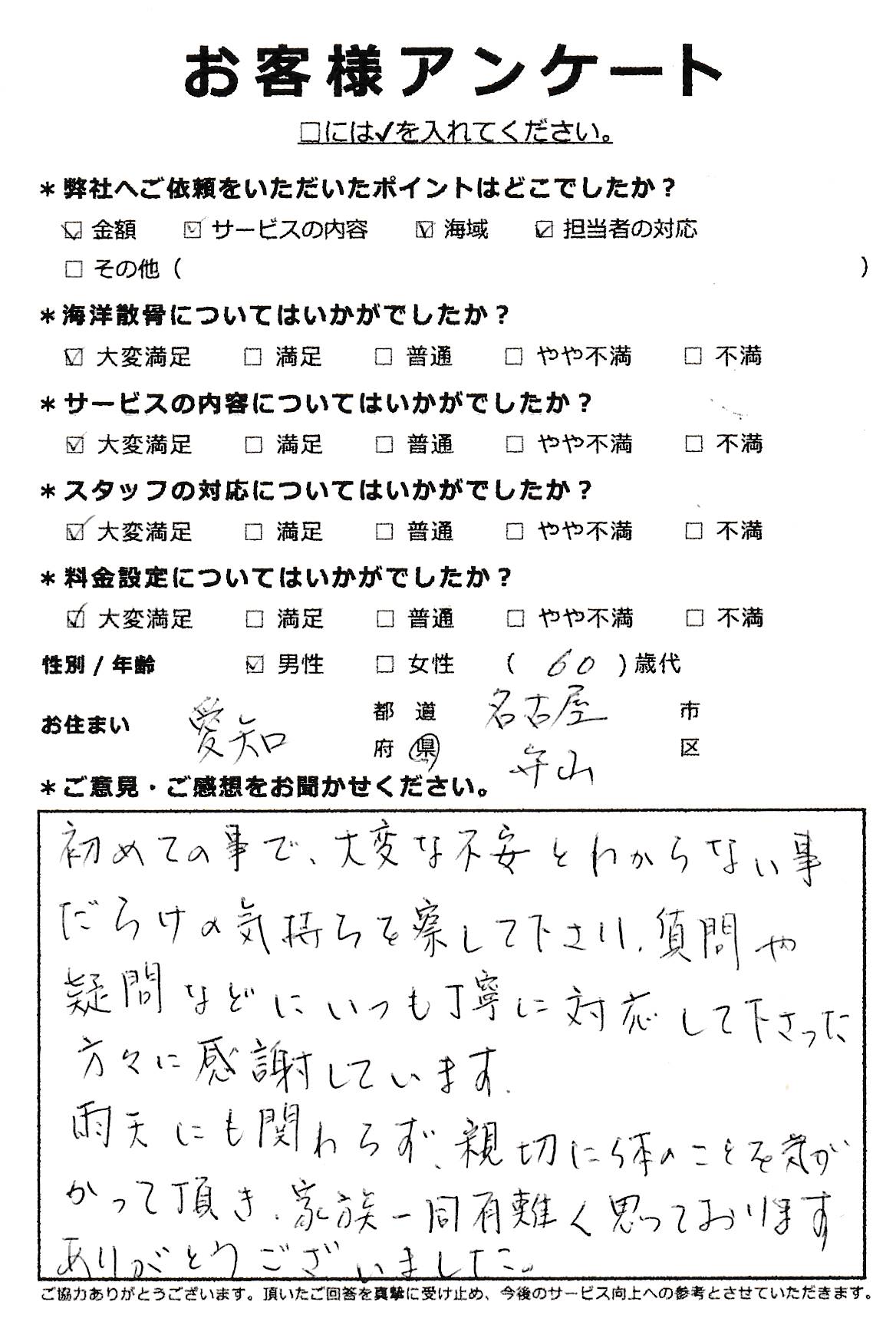 愛知県名古屋市での散骨